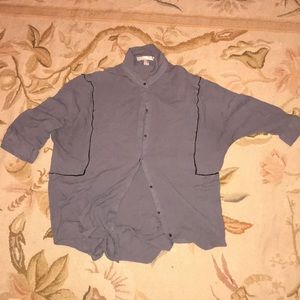 Gray blouse with black trim